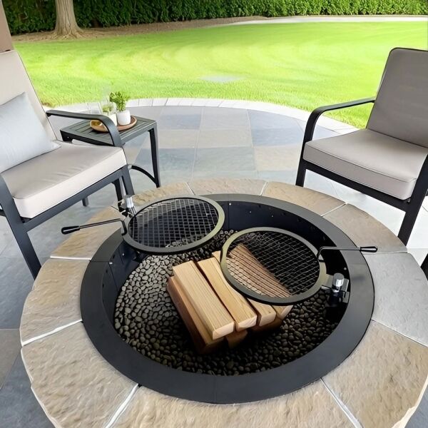 StarBBQ 36 Inch Smokeless Fire Pit Insert for DIY Stone Pits, Double-Wall Secondary Burn, Heavy-Duty Steel Fire Ring