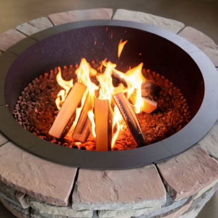 StarBBQ 48 Inch Smokeless Fire Pit Insert for DIY Stone Pits, Double-Wall Secondary Burn, Heavy-Duty Steel Fire Ring