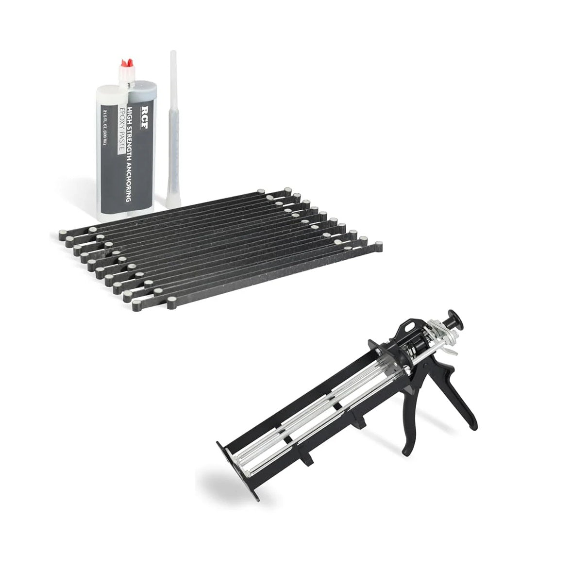 Rhino Carbon Fiber RCF-CCLK Concrete Crack Lock Kit - 20 per Pack with Dual Cartridge Epoxy Gun