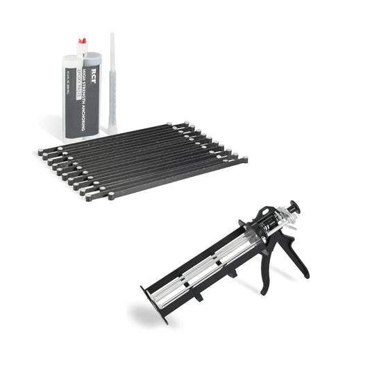 Rhino Carbon Fiber RCF-CCLK Concrete Crack Lock Kit - 20 per Pack with Dual Cartridge Epoxy Gun