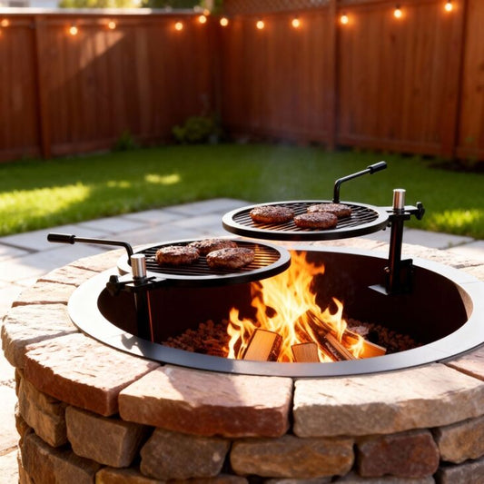 StarBBQ 36 Inch Smokeless Fire Pit Insert with Dual Swivel Grill Set, DIY Fire Ring Package for Wood-Fired Grilling
