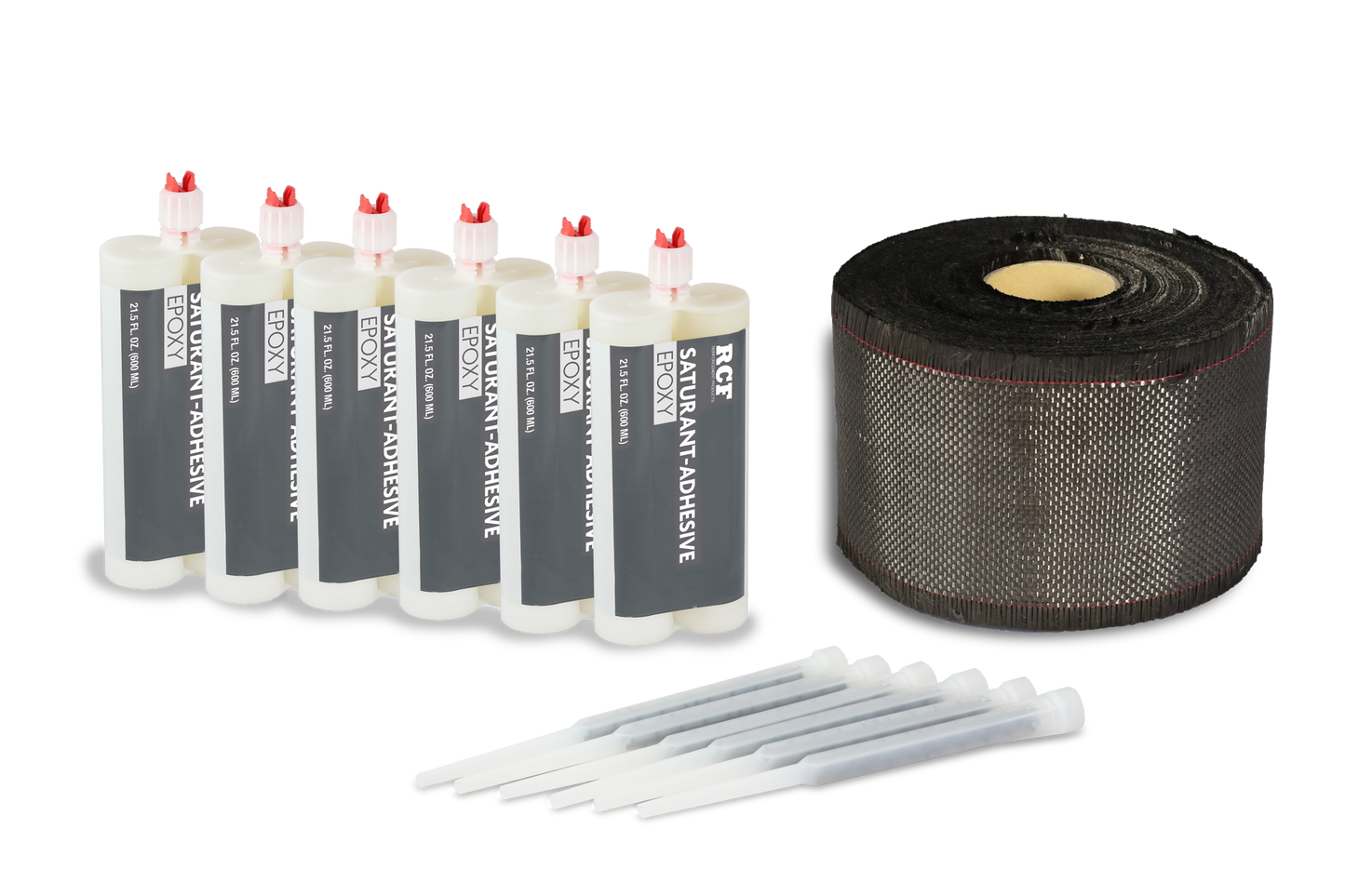 Rhino Carbon Fiber Plain Bidirectional 560GSM 12K Tow Roll Kit, 5.5" Width with Adhesive