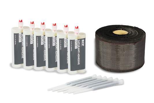 Rhino Carbon Fiber Plain Bidirectional 560GSM 12K Tow Roll Kit, 12" Width with Adhesive